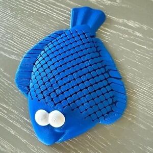 Blue 3D Printed Fish Desk Buddy Shelf Decor Unique Fun Gift